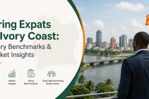Professional featured image for an article about hiring expats in Ivory Coast, including salary benchmarks, recruitment trends, and market insights in Abidjan.